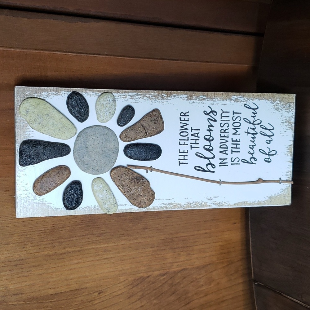 Rock Floral Wall Art with Script